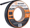 SELTERM 3/4" Black [50 Feet] Marine Grade Heat Shrink Tubing Roll, 3:1 Ratio Dual Wall Adhesive Lined Waterproof Heat Shrink Wrap Tube, for Battery Cable Lugs Wire Terminals Connectors