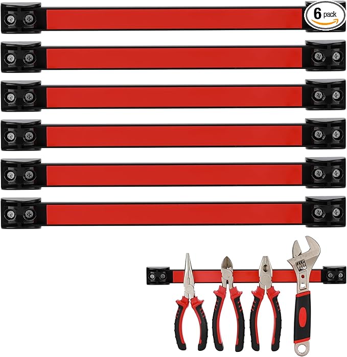 Mayouko 12" Magnetic Tool Holder Strip, 6 Packs, Metal Magnet Tool Organizer Bars for Garage, Workshop, Magnetic Strip for Tools