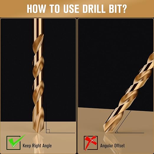 3/8" (5pcs) Cobalt Drill Bit Set, M35 High Speed Steel Jobber Length Drill Bit Kit for Hardened Metal, Stainless Steel, Cast Iron, Wood and Plastic, with Index Storage Case