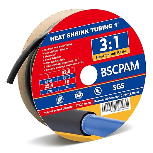 1 Inch Heat Shrink Tubing, 32.8 Ft Roll Industry Marine Grade 3:1 Shrink Ratio Shrink tubing, Adhesive Lined Heat Shrink Tube, 1" Waterproof Shrink Tube for Wires Home Marine Automotive