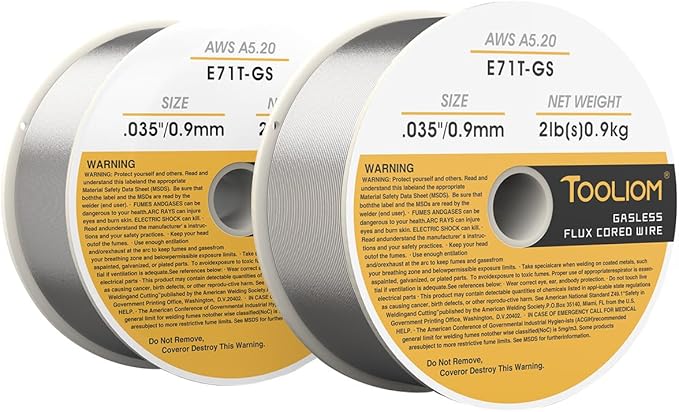 TOOLIOM E71T-GS .035" Diameter 2-Pound Spool Flux Core Self-shielded Carbon Steel MIG Welding Wire 2 PCS