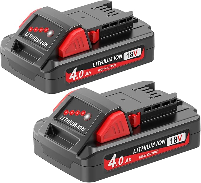 2 Pack 4.0Ah 18V Batteries Replace for Milwaukee M18 Battery Lithium lon 48-11-1815 48-11-1840, Compatible with m18 Milwaukee Battery Charger and 18 Volt Cordless Power Tools