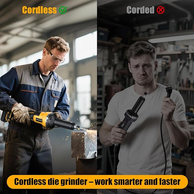 Die Grinder for Dewalt 20V MAX Battery, Cordless Die Grinder with 25000RPM Brushless Motor, 1/4" Precision Collect, Variable Speed Grinder for Metal Wood Grinding Cut Sanding (Battery not Included)