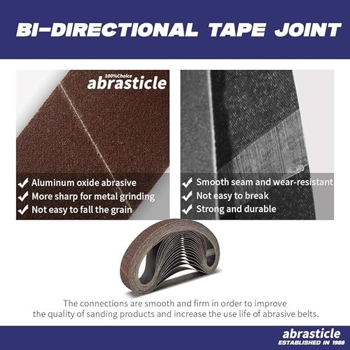 21 Pcs 1-1/2 x 30 Inch Assorted Aluminum Oxide Sanding Belt - 40/60/80/120/150/240/400 Grit