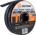 SELTERM 5/8" Black [50 Feet] Marine Grade Heat Shrink Tubing Roll, 3:1 Ratio Dual Wall Adhesive Lined Waterproof Heat Shrink Wrap Tube, for Battery Cable Lugs Wire Terminals Connectors