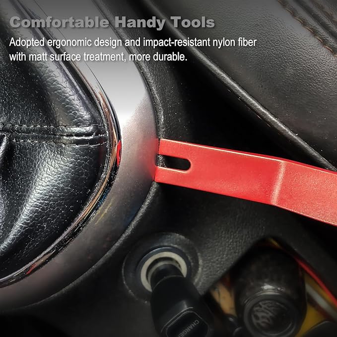 GLK Auto Trim Removal Tool Set, 5pcs Plastic Pry Tool Kit, Auto Trim Tool, Prying Tool, Car Door Panel Clip Revmoal Tool, Fasteners Remover, red