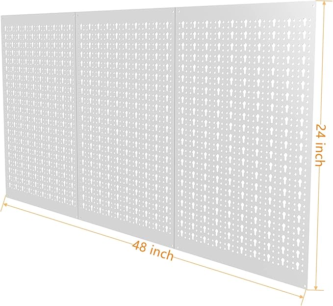 TORACK 3Pcs Metal Pegboard Panels(16x24 inch) for Wall Garage Utility Tools Storage Pegboard for Workbench, Modular Peg Board Tool Organizer Board Kit(Pack of 3, Grey)