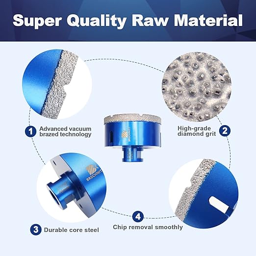 80mm Diamond Core Drill Bit for Porcelain Tile Ceramic Marble Granite Drilling,BRSCHNITT 2pcs Vacuum Brazed Diamond Hole Saw with 5/8-11 Thread (80mm 2pcs)