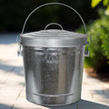 Plexon Galvanized Steel Locking Lid Trash Can, 6-Gallon