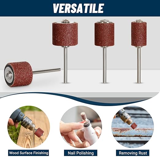 1200Pcs Sanding Drums Kit – 80/120/240 Grit Sanding Bands with 48 Drum Mandrels, 2 Self-Tightening Drill Chucks & 1 Wrench – Tool Accessories Sanding Drum Bits for Rotary Tool