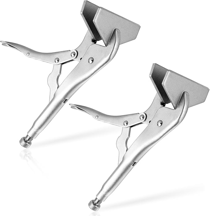 NATGAI 2 Pack 10 Inch Locking Sheet Metal Clamp, Welding Pliers with Adjustable Opening, Nickel Plated Carbon Steel Duckbill Locking Plier for Metalworking, Sheet Metal Bending and Clamping (2 Pack)
