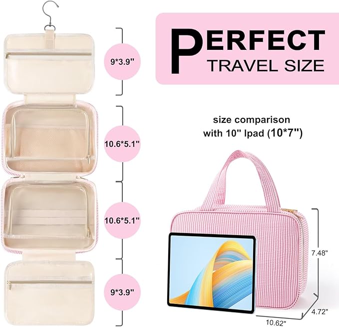 TOPEAST Travel Toiletry Bag for Women - Hanging Toiletry Bag, Large Capacity Personalized Travel Toiletry Bag and Makeup Bag, Travel Essentials Portable Toiletries Travel Bag - Letter D, Purple