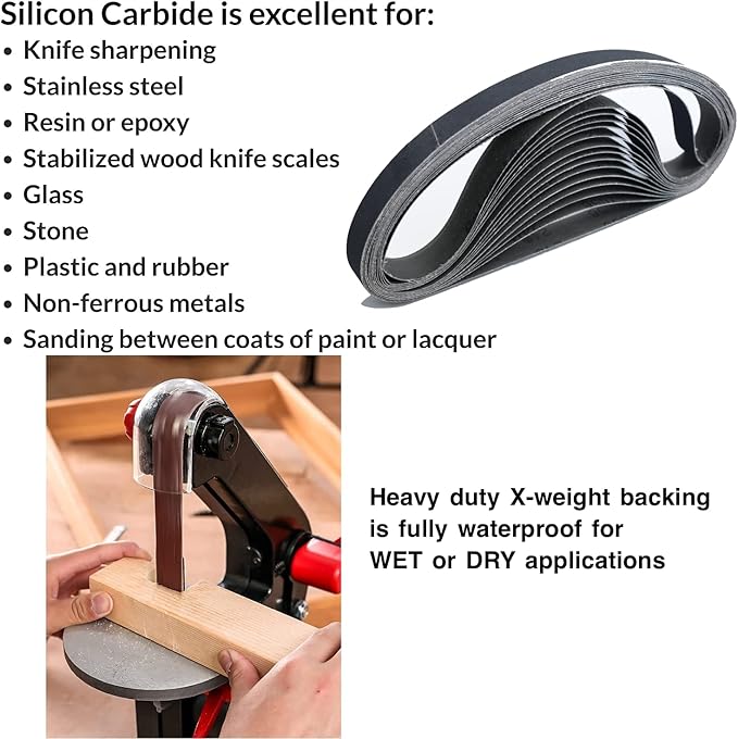 1x30 Knife Sharpening Replacement Belts,240 Grit Silicon Carbide Sanding Belts for 1 x 30 Inch Belt Sander,15-Pack
