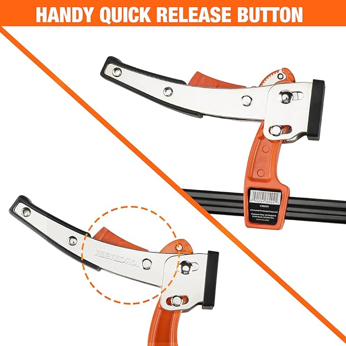Jorgensen 4-inch Bar Clamp Set, Bar Clamp for Woodworking, Quick Release Gear Clamp with 600 lbs Load Limit - 2 Pack