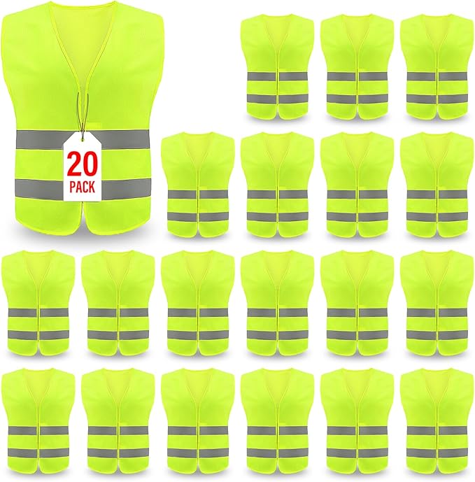 Safety Vest, Reflective High Visibility Construction Vest for Men, Work, Cycling, Runner, Surveyor, Volunteer, Road