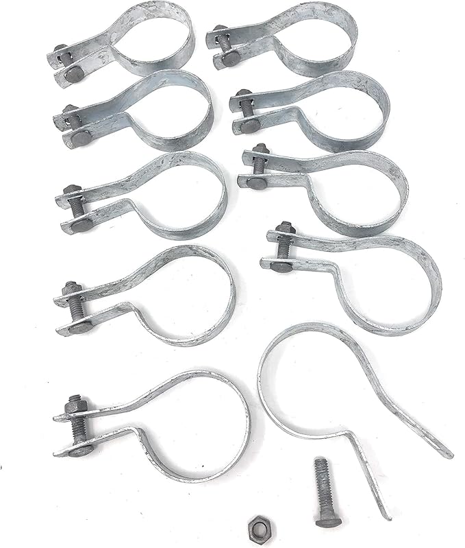 Galvanized Steel Chain Link Tension Band, Durable Steel Chain Link Fence Hardware, Rust-Resistant, Easy Install, Includes Required Bolt (10, 1-5/8")