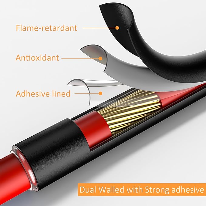 Heat Shrink Tubing Kit 355pcs - 3:1 Dual Wall Adhesive Lined - Electrical Waterproof Industrial Heat-Shrink Tubing Terminals- Marine Grade Wire Connector Shrink Wrap Tube - 3.15" Length - Black