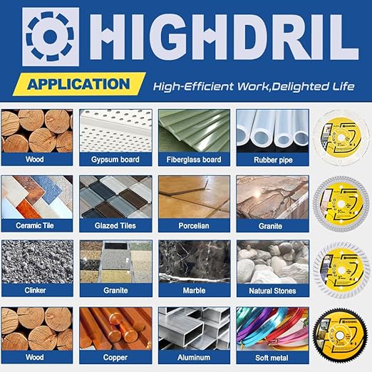 HIGHDRIL 3" 75mm Circular Saw Blade Set 4pcs - Diamond/HSS/Carbide Cutting Disc for Angle Grinder Cutting Metal Tile Marble Granite Plastic Concrete Wood
