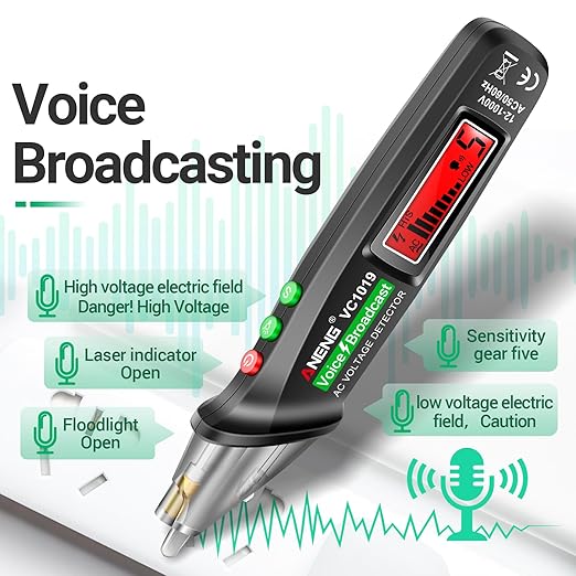 ANENG Multimeter Tester,Non Contact Voltage Tester,Amp Ohm Volt Meter,Voice Broadcast Voltage Tester Pen,Measures Current, AC/DC Voltage,Capacitance, Resistance, Continuity Diodes Electrical Tools