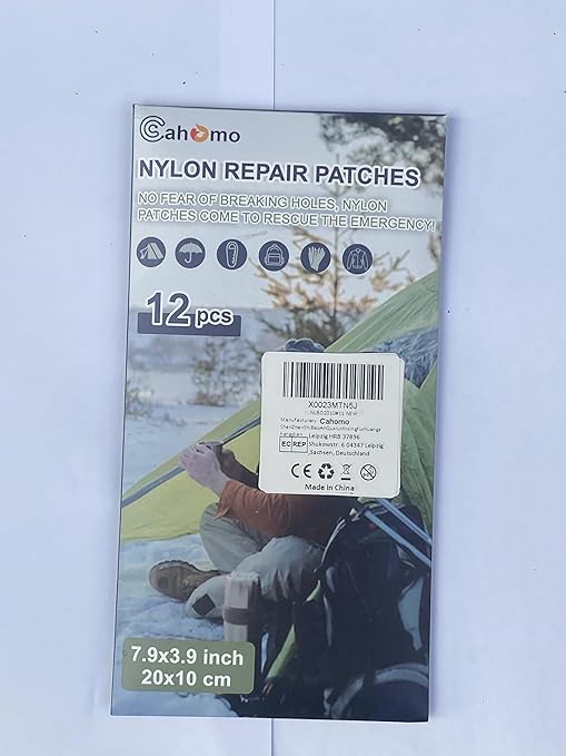 7.9x3.9 inch 12 PCS Nylon Repair Patch Nylon Repair Tape Self Adhesive Fabric Tapes Outdoor Camping Gear Fabric kit for Tent, Umbrella, Down Jackets, Sleeping Bag, Knapsack（Grass Green）