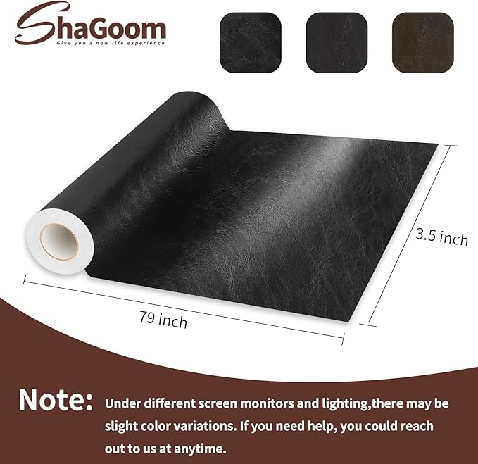 Shagoom Leather Repair Patch, Strong Sticky Repair Patch Self Adhesive Waterproof, DIY Large Leather Patches for Couches, Furniture, Sofa, Car, Chair (Dark Brown, 3.5X79 inch)