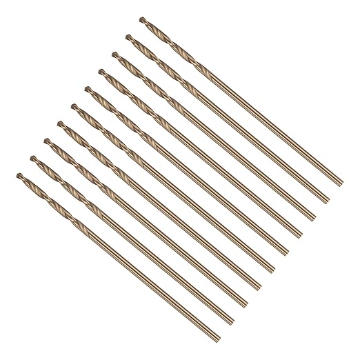 Drill Bit, #56 Cutting Diameter, 4341 HSS Gold Finish 118° Cutting Angle Number Jobber Bits - (Applications: for Drilling Soft Metal Plastic Wood), 10-Pieces