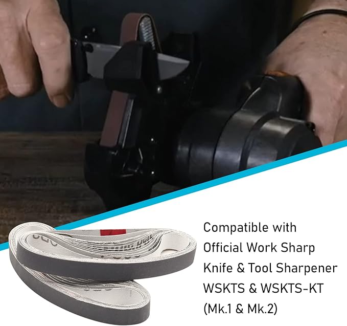 24 Pcs 1/2 x 12 Inch 800 Fine Grit Sharpening Replacement Belt Kit for Official Work Sharp Knife & Tool Sharpener (WSKTS & WSKTS-KT/Mk.1 & Mk.2)