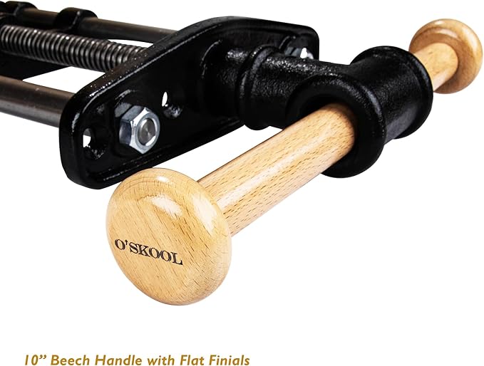 O'SKOOL 9 Inch Quick Release Workbench Front Vise for Woodworking, Heavy Duty Cast Iron Bench Vise with Beechwood Handle