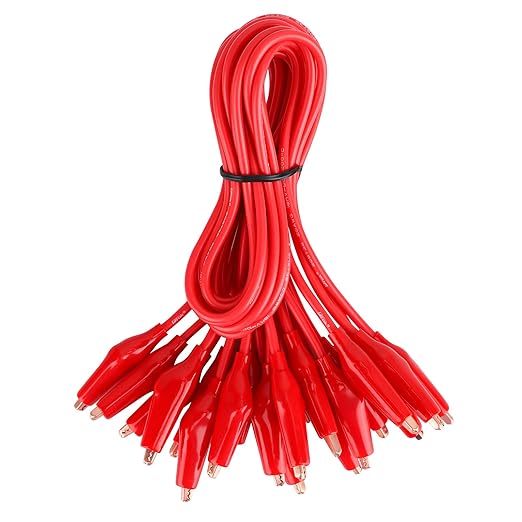 DROK Jumper Wires with Alligator Clips Electrical - 20pcs 35mm Small Pure Copper 19.6 inches/50cm Test Leads with Alligator Clips for Multimeter Electrical Testing