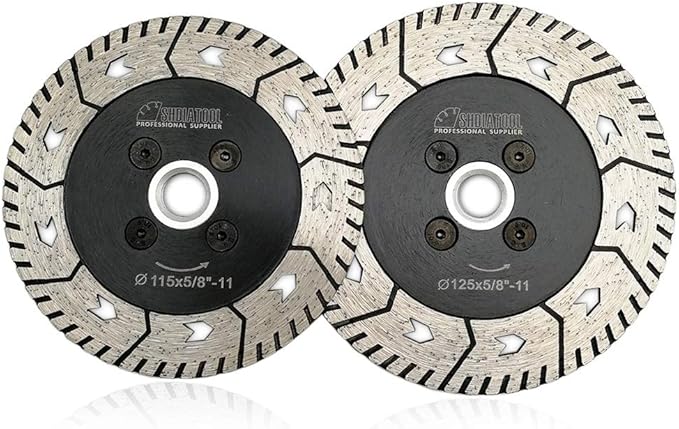 SHDIATOOL Granite Turbo Cutting Blades Two-In-One Design Cut Grind Sharpen Marble Concrete and Bricks Set of 2 Pieces 4.5 Inch and 5 Inch