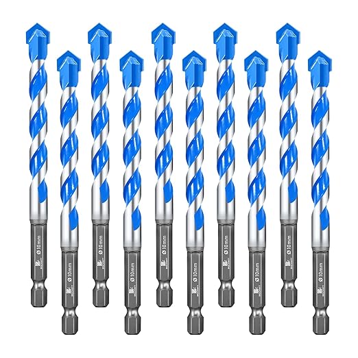 Carbide Drill Bit Set - Dry Drill Bit Set for Masonry, Concrete, Bricks, Wood, Plastic etc(10MM*10 Quick-fit Shank)