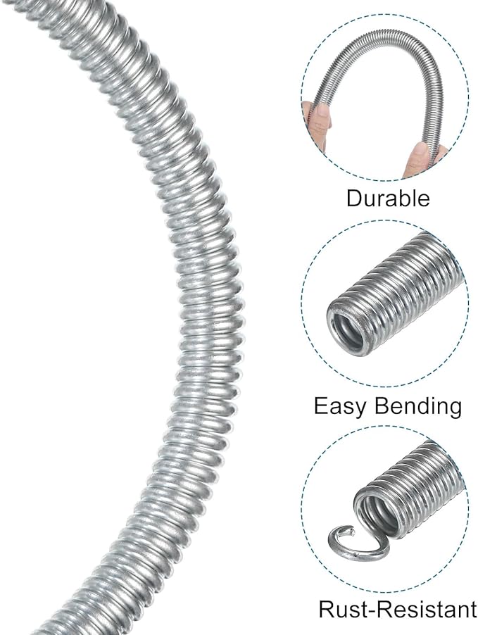 MECCANIXITY Spring Tube Bender OD 15mm/0.59" Steel Spring Pipe Copper Tubes 2500mm/98.42" Long for 3/4" Copper Pipe(19mm) in Home Renovations,Electrician Wiring Bending Pipe(insert-pipe use)