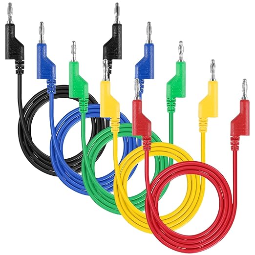 5pcs Banana to Banana Plug Test Lead Set, 4mm Stackable Banana Plug Test Lead for Multimeter, Flexible Electrical Test Wire 3.3ft/1m 1000V 15A