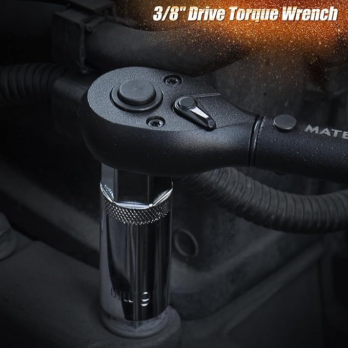 3/8-Inch Drive Torque Wrench, 6PCS Magnetic Spark Plug Socket Set with Torque Wrench 3/8 Drive (10-45 FT.LB/13.6-61 Nm), Includes Spark Plug Gap Tool, Universal Joint, 10” Extension Bar
