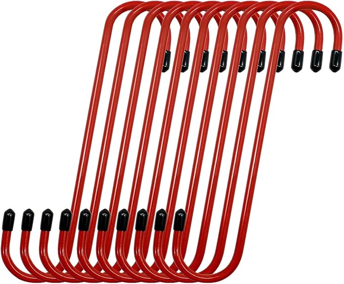 10 pcs Brake Caliper Hanger Hooks - with Rubber Tips for Automotive Work on Brake Axle and Suspesion Systems, Hardness Steel, Red Powder Coated Brake Caliper Hanger Hooks (10PC)