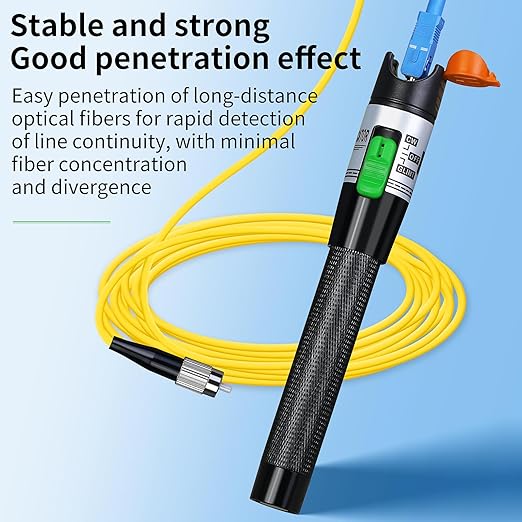 2PCS Rechargeable Visual Fault Locator 30KM Visual Fault Locator VFL Fiber Optic Tester Used for 2.5mm SC/FC/ST 1.25mm LC Interface with 2 Single Mode 9/125um FC-LC adapters Fiber Network Testing Pen