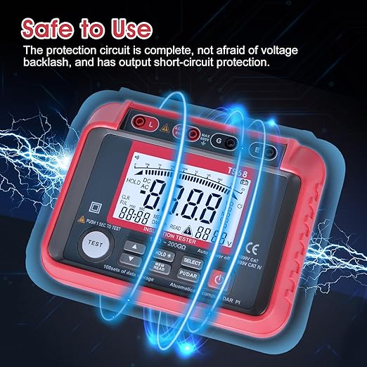 Megohmmeter, 250V-2500V Output Voltage Insulation Tester, 1MΩ-200GΩ Ohm Meter Multimeter, Grounding Tester with 100 Groups of Data Storage