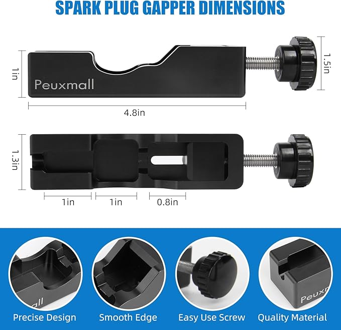 Spark Plug Gap Tool, Spark Plug Gapping Tool with 32 Blade Steel Feeler Gauge, Universal Spark Plug Gap Tool for Most 10mm 12mm 14mm 16mm Spark Plugs (Black)