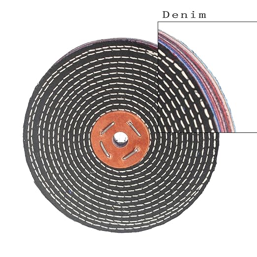 Luo ke 6'' x 1'' Dinem Polishing Wheel - 1/2'' Arbor Abrasive Denim Polishing Wheel Denim Cloth Buffing Wheels for Bench Grinder/Die Grinder