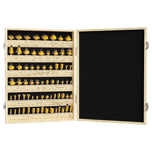 CSOOM 70PCS Router Bits Set - 1/4” Shank, Carbide Tipped Router Bits for Professional Woodworking, Includes Multiple Shapes , Yellow,for Professional and Beginners Carpenter