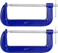 2 Pack C-Clamp, Malleable Iron C-Clamps, Heavy Duty C-Clamp T-Bar Handle for Woodworking, Metalworking, 8.6 Inch Max Jaw Opening, 3.7 Inches Throat Depth