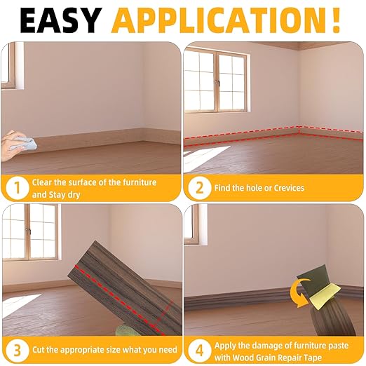GSCIT Club Wood Grain Repair Tape, 2.4 inch X 50ft Self Adhesive Walnut Grain Repair Patch for Tables, Chairs, Baseboards, Doors, Windows, Floors, Handicraft DIY.