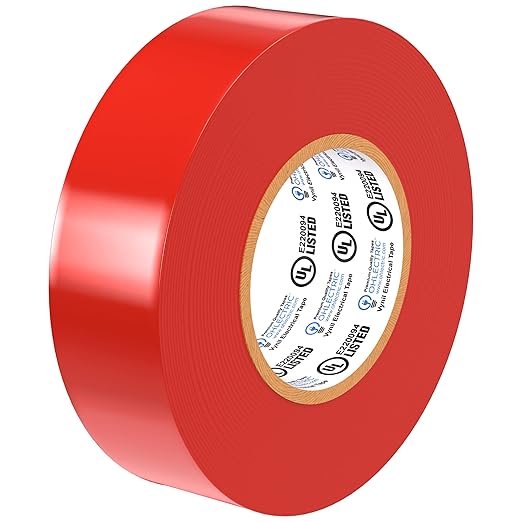 OHLECTRIC Professional Grade Vinyl Electrical Tape (1 Pack) Red - 7 Mil Thick Flame-Retardant, Heat & Weather Resistant 3/4 Inch x 60 Feet | Ideal for Contractors & Electricians