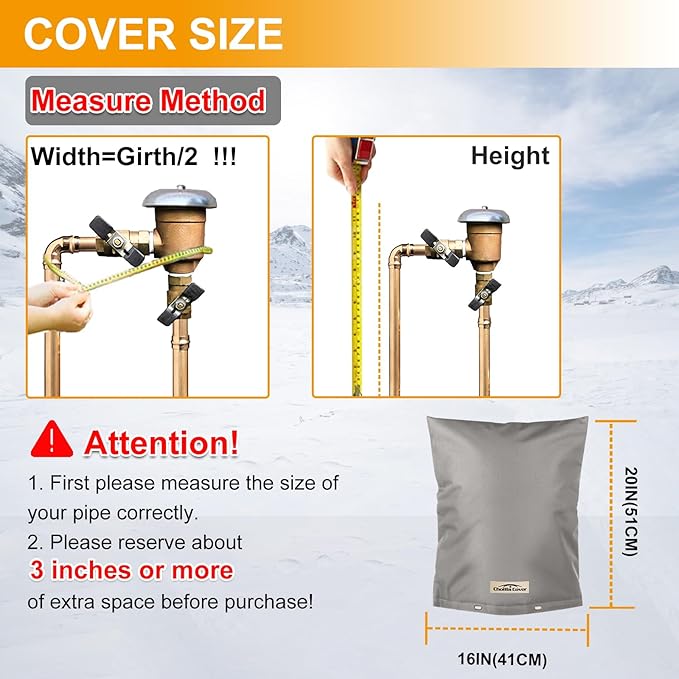 Backflow Preventer Cover Insulated (5°F) with Thick 7 Layers Fabric, 16" W x 20" H Backflow Cover with Aluminum Foil Layer for Winter Pipe Freeze Protection, Backflow Insulation Cover