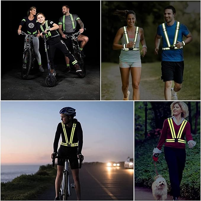 Reflective Strap Safety Vest Gear - 2-10 Pack Adjustable High Visible Reflective Running Gear for Women Men Night