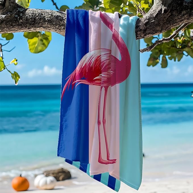 2 Pack Microfiber Beach Towel Oversized 71"x32" Sand Free Quick Dry Absorbent Lightweight Thin , Compact Towels for Travel Swimming Pool Yoga Gym Camping Beach Accessories Vacation Essentials Gift