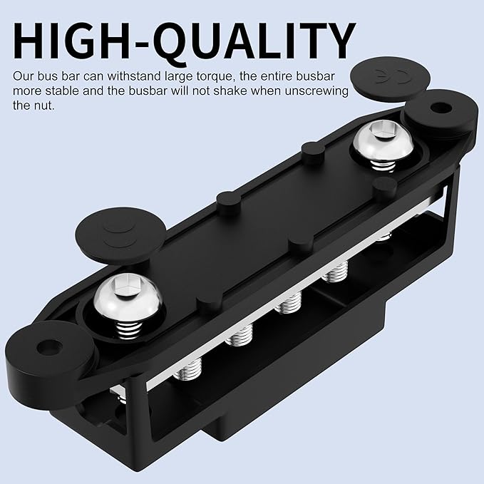 275A Bus Bar 12V Power Distribution Block Car Audio Busbar 6 x 5/16" (M8) Terminal Stud Positive & Ground Battery Bus Bar