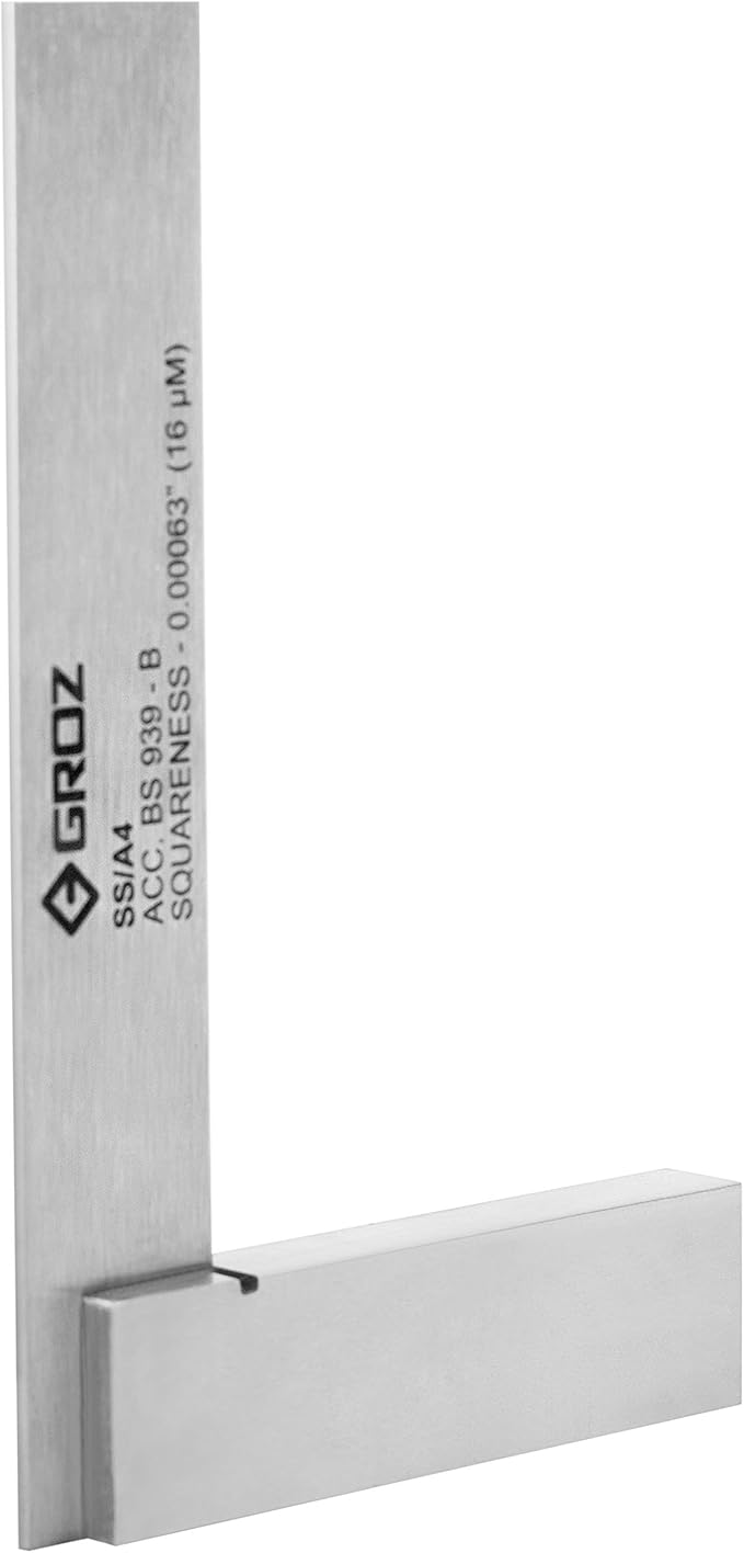 Groz 01002 4" Precision Steel Square, 16 Microns Squareness