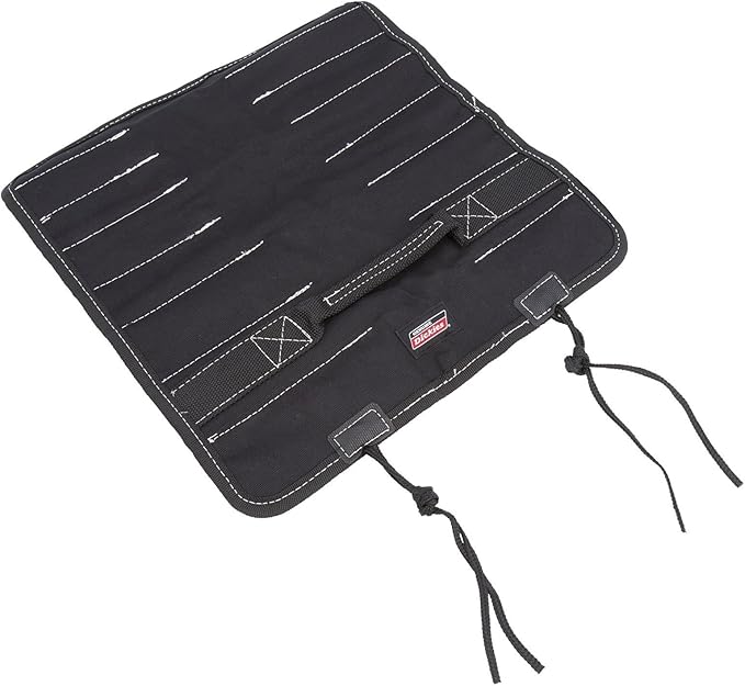 Dickies Small Wrench/Screwdriver Organizer Roll for Mechanics, 16 Tool Pockets, Durable Canvas Construction, 13.5 in. x 12.75 in. Unrolled, Black