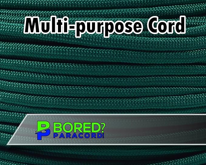 BORED? PARACORD! 550 lb Paracord - Ideal for Crafting, Camping, DIY Projects, Active & Military Outdoors - Strong Survival Rope - Tactical Parachute Cord Type III - Kelly Green 250 Feet